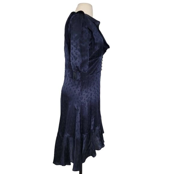 The Kooples Paisley Jacquard Frilly Ruffle Hem Mini Dress Sz 2 Viscose Silk‎ - Picture 3 of 12